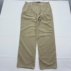 Vintage Chaps Ralph Lauren Corduroy Pants Men 34x32 Baggy Skater Pleated Tan USA